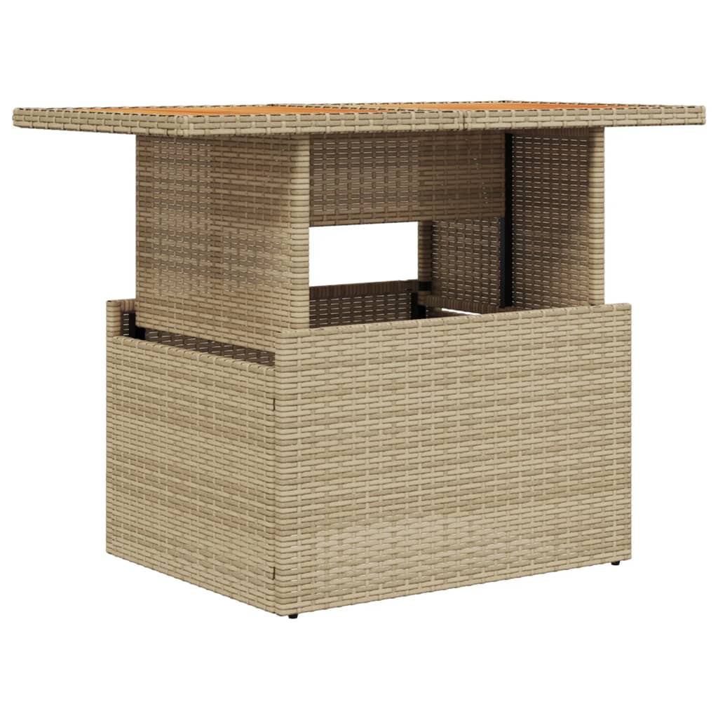 Tuintafel 100x55x73 cm poly rattan en acaciahout beige is nu te koop bij PeponiXL, paradijselijk wonen!