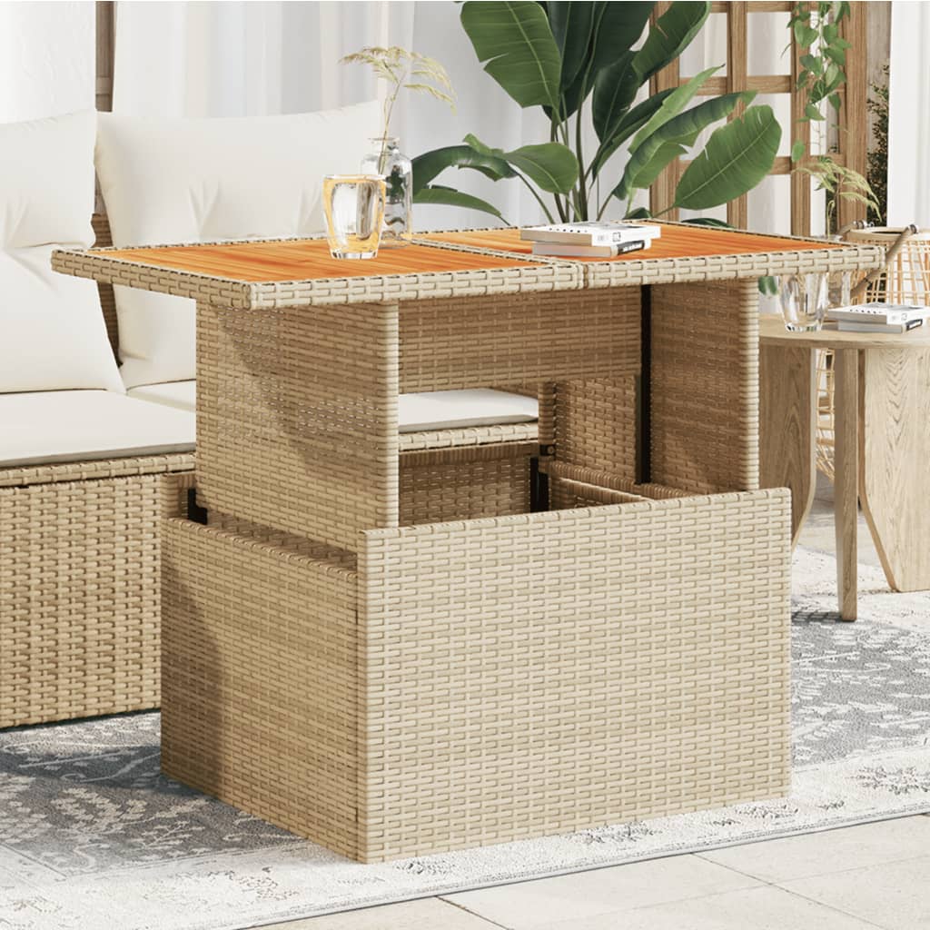 Tuintafel 100x55x73 cm poly rattan en acaciahout beige is nu te koop bij PeponiXL, paradijselijk wonen!