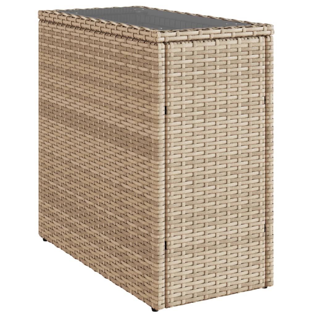 Tuinbijzettafel met glazen blad 58x27,5x55 cm poly rattan beige is nu te koop bij PeponiXL, paradijselijk wonen!