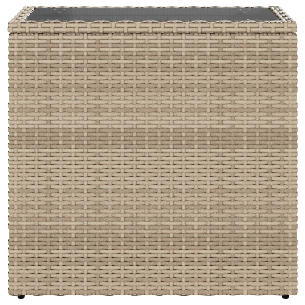 Tuinbijzettafel met glazen blad 58x27,5x55 cm poly rattan beige is nu te koop bij PeponiXL, paradijselijk wonen!