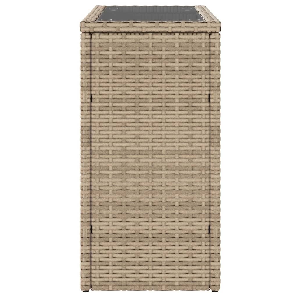 Tuinbijzettafel met glazen blad 58x27,5x55 cm poly rattan beige is nu te koop bij PeponiXL, paradijselijk wonen!