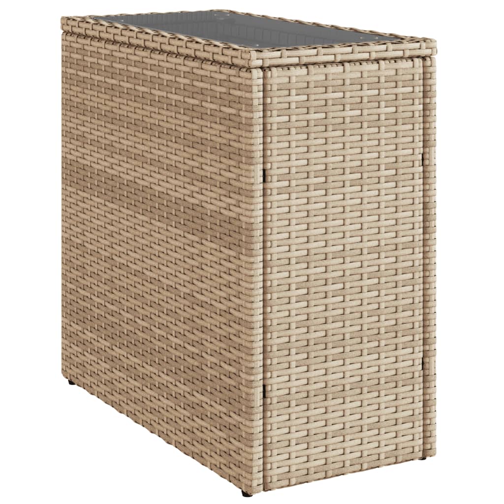 Tuinbijzettafel met glazen blad 58x27,5x55 cm poly rattan beige is nu te koop bij PeponiXL, paradijselijk wonen!