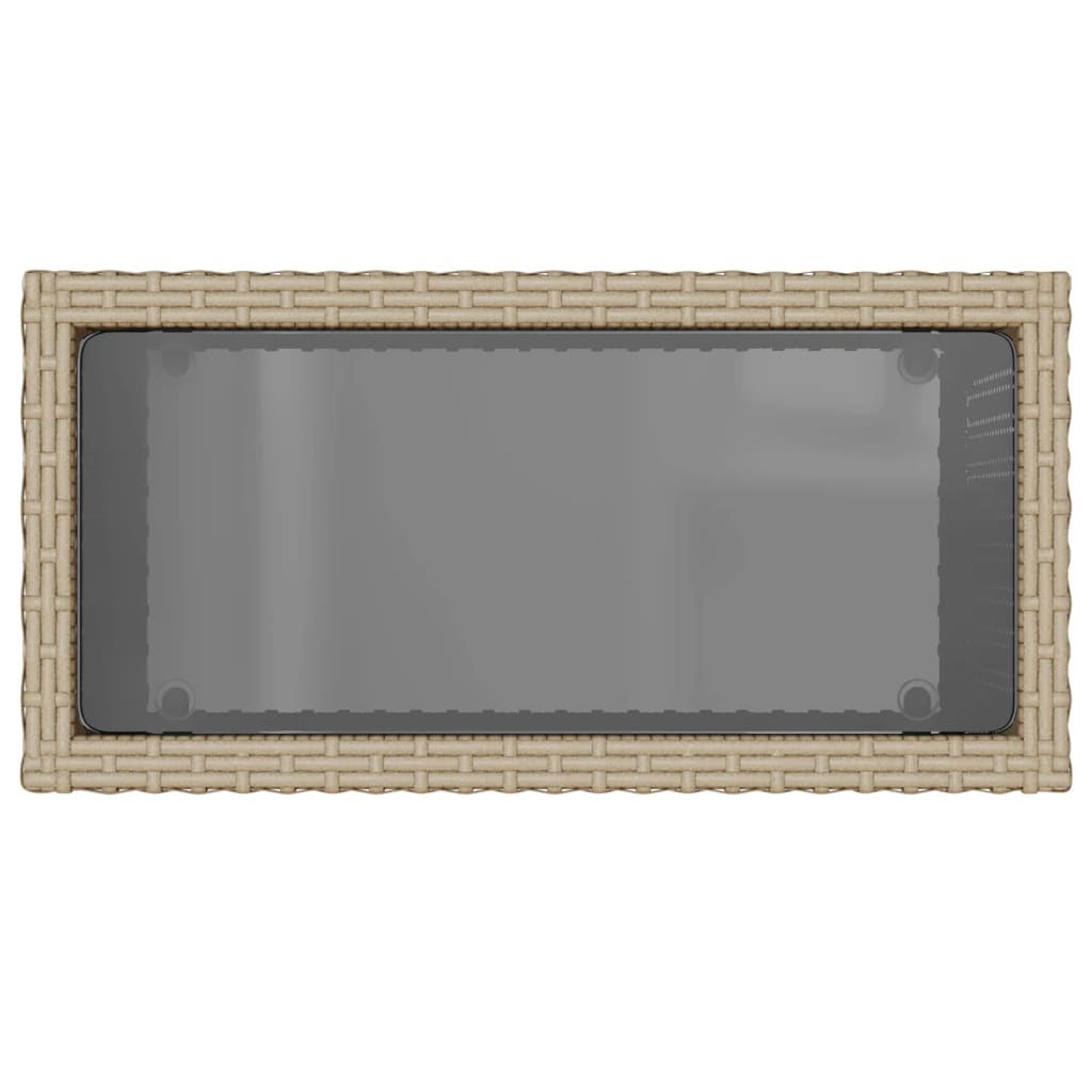 Tuinbijzettafel met glazen blad 58x27,5x55 cm poly rattan beige is nu te koop bij PeponiXL, paradijselijk wonen!