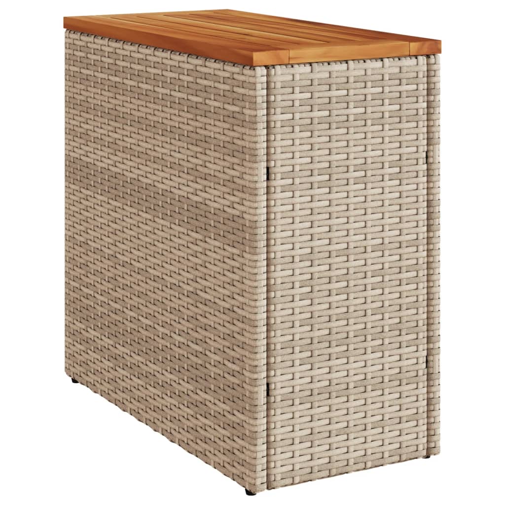 Tuinbijzettafel met houten blad 58x27,5x55 cm poly rattan beige is nu te koop bij PeponiXL, paradijselijk wonen!