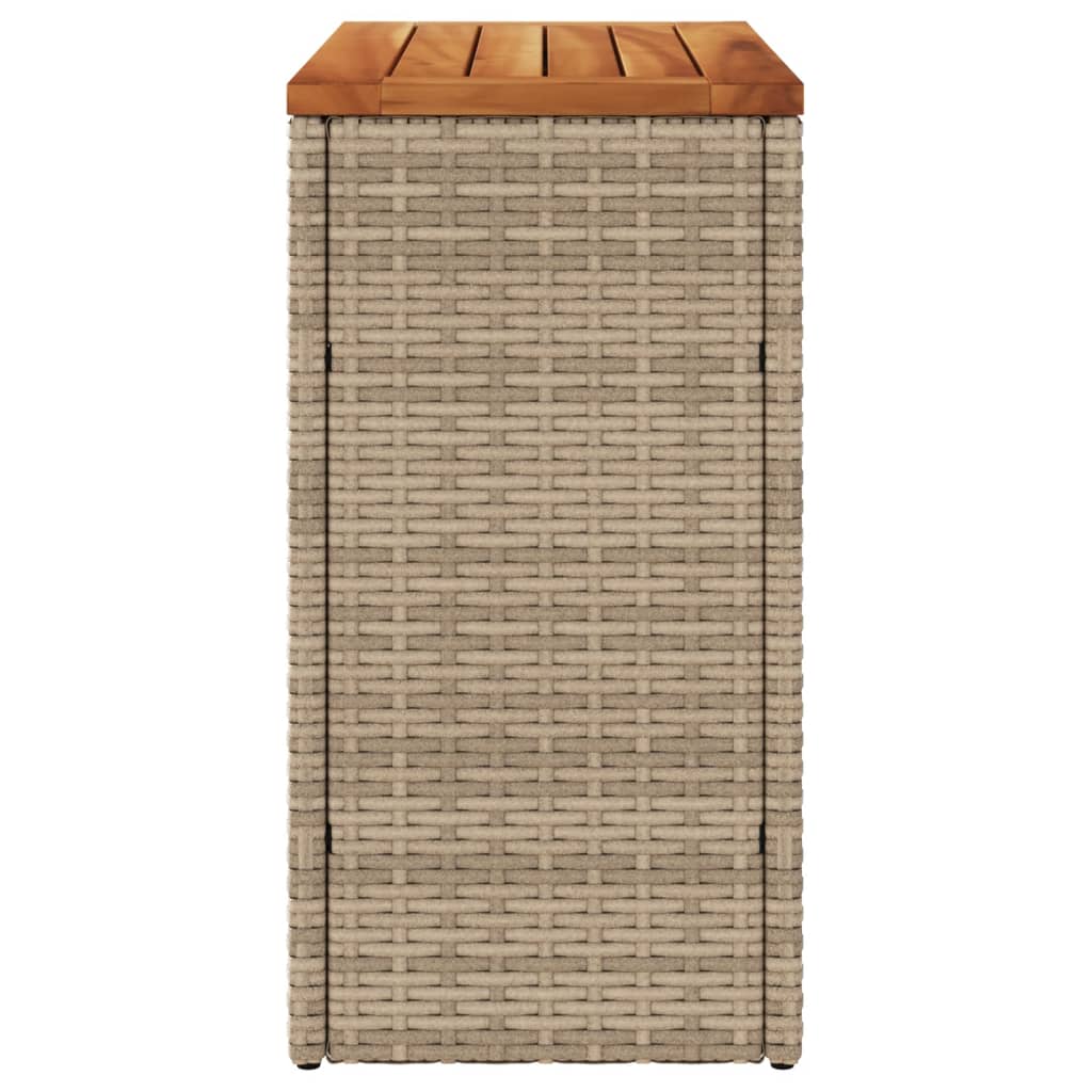 Tuinbijzettafel met houten blad 58x27,5x55 cm poly rattan beige is nu te koop bij PeponiXL, paradijselijk wonen!