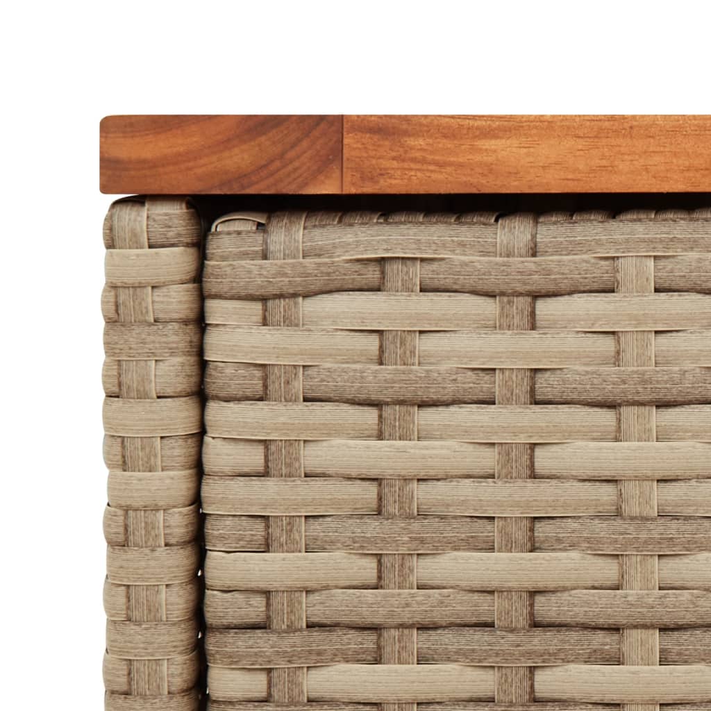 Tuinbijzettafel met houten blad 58x27,5x55 cm poly rattan beige is nu te koop bij PeponiXL, paradijselijk wonen!