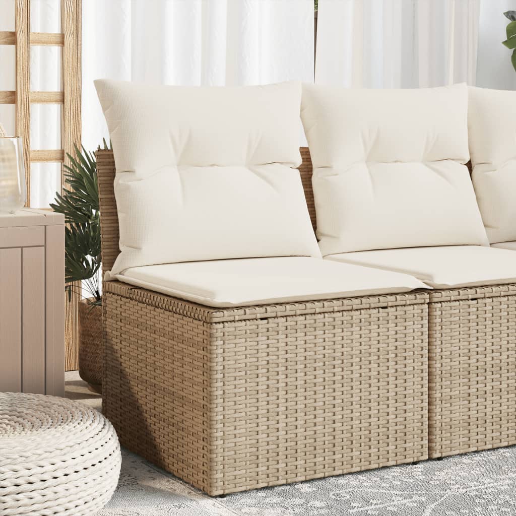 Tuinstoel zonder armleuning met kussens poly rattan beige is nu te koop bij PeponiXL, paradijselijk wonen!