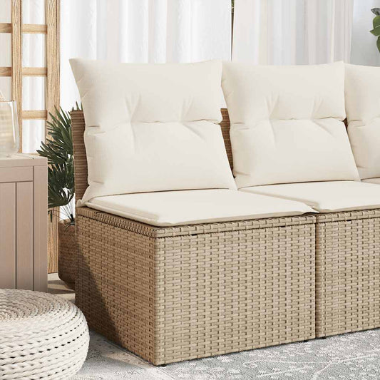 Tuinstoel zonder armleuning met kussens poly rattan beige is nu te koop bij PeponiXL, paradijselijk wonen!