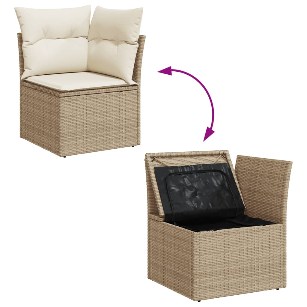 Tuinhoekbank met kussens poly rattan beige is nu te koop bij PeponiXL, paradijselijk wonen!