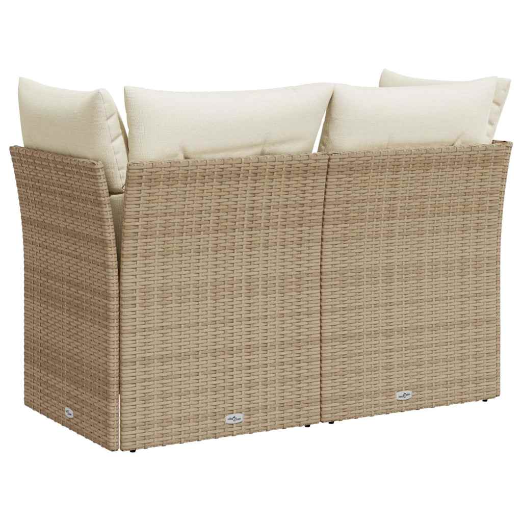 Tuinbank 2-zits met kussens poly rattan beige is nu te koop bij PeponiXL, paradijselijk wonen!