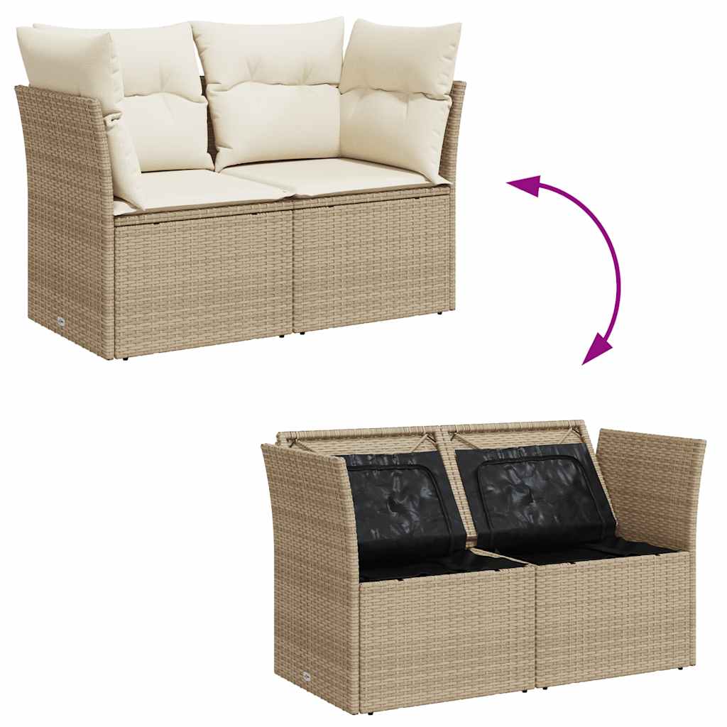 Tuinbank 2-zits met kussens poly rattan beige is nu te koop bij PeponiXL, paradijselijk wonen!