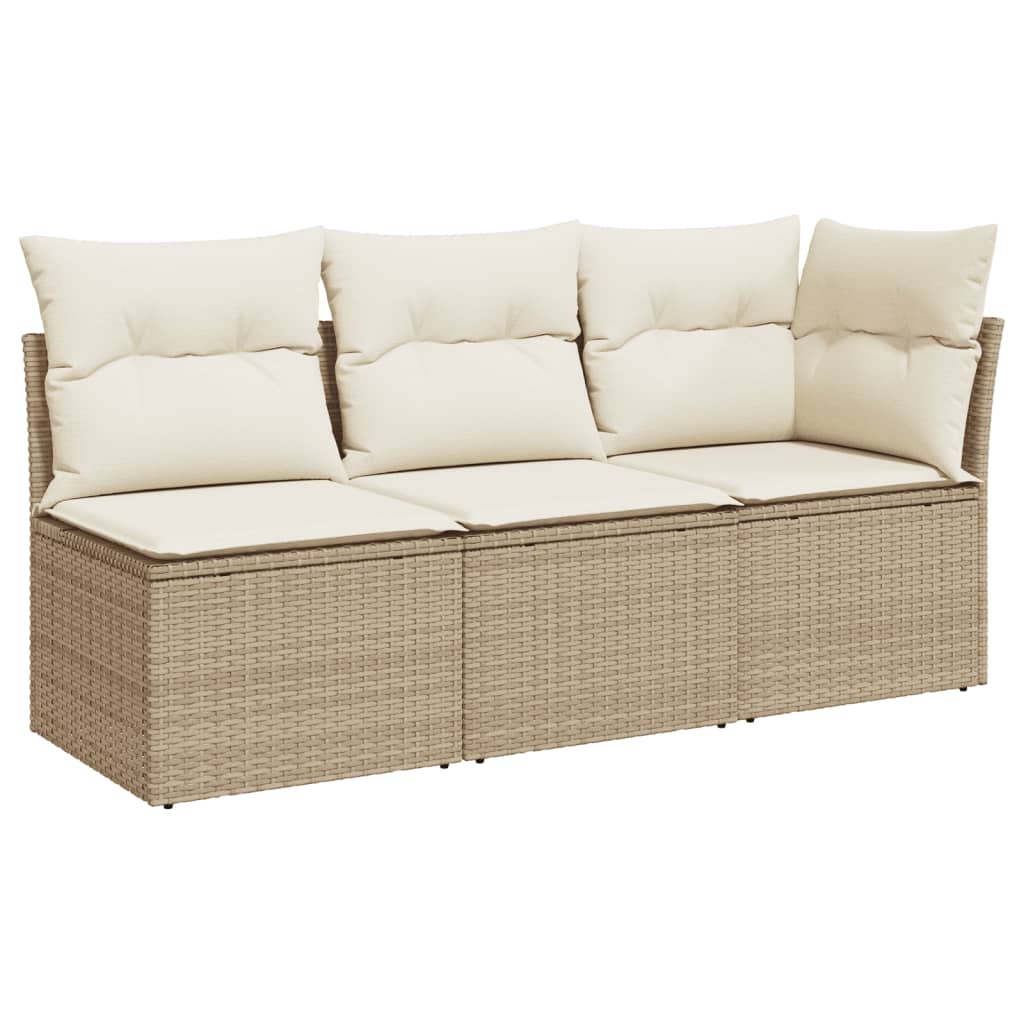 Tuinbank 3-zits met kussens poly rattan beige is nu te koop bij PeponiXL, paradijselijk wonen!