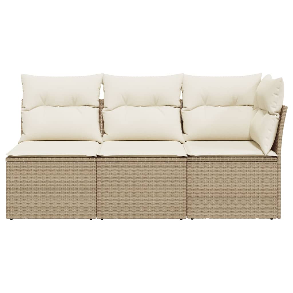 Tuinbank 3-zits met kussens poly rattan beige is nu te koop bij PeponiXL, paradijselijk wonen!