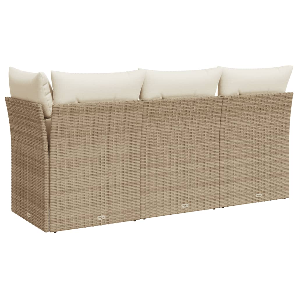 Tuinbank 3-zits met kussens poly rattan beige is nu te koop bij PeponiXL, paradijselijk wonen!