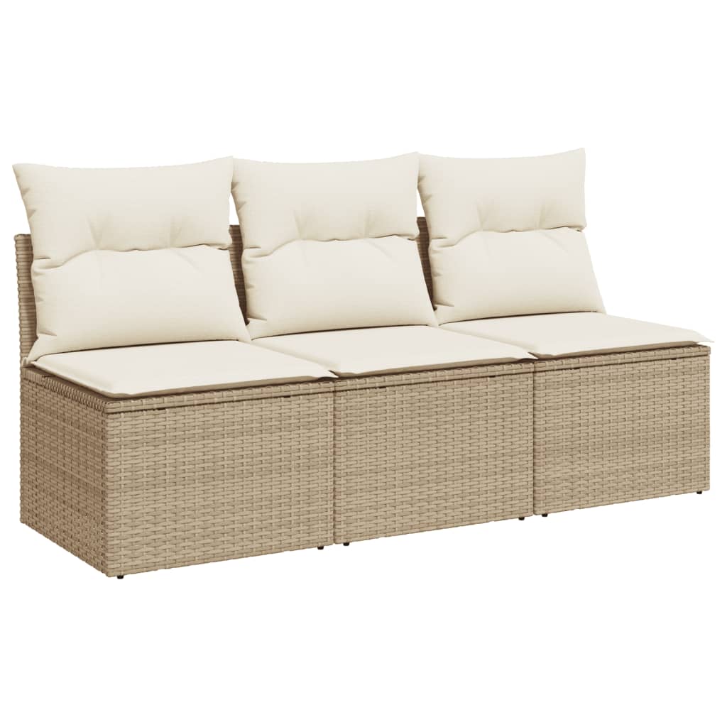 Tuinbank 3-zits met kussens poly rattan beige is nu te koop bij PeponiXL, paradijselijk wonen!