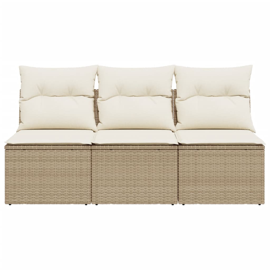 Tuinbank 3-zits met kussens poly rattan beige is nu te koop bij PeponiXL, paradijselijk wonen!