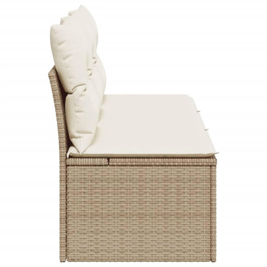 Tuinbank 3-zits met kussens poly rattan beige is nu te koop bij PeponiXL, paradijselijk wonen!