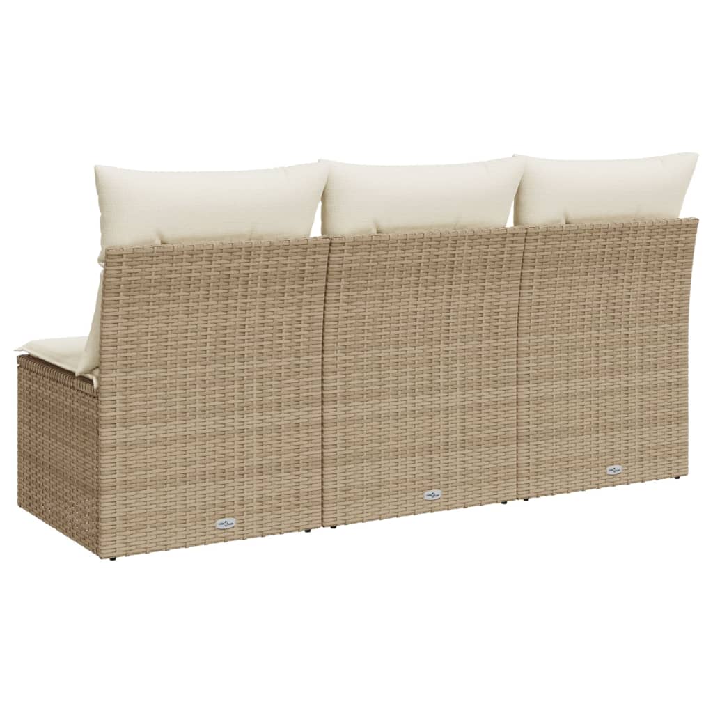 Tuinbank 3-zits met kussens poly rattan beige is nu te koop bij PeponiXL, paradijselijk wonen!