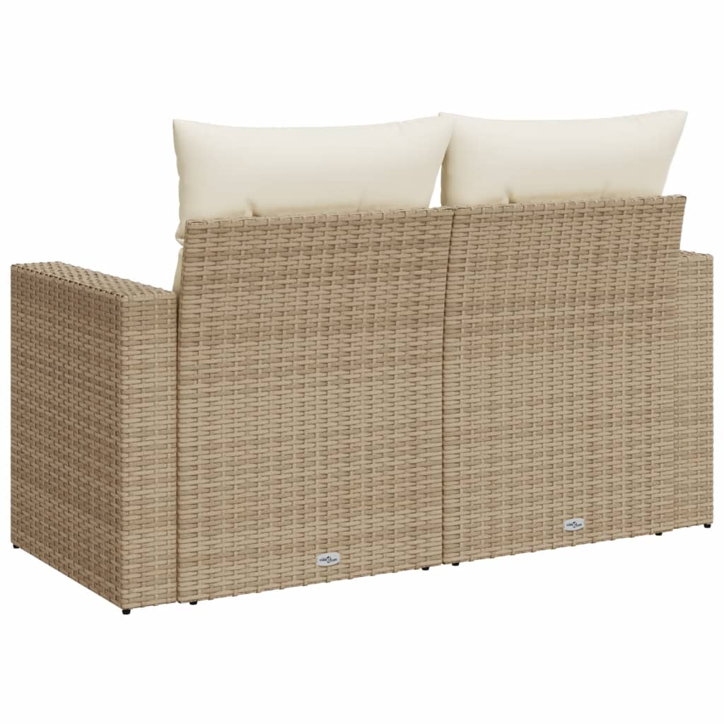 Tuinbank 2-zits met kussens poly rattan beige is nu te koop bij PeponiXL, paradijselijk wonen!