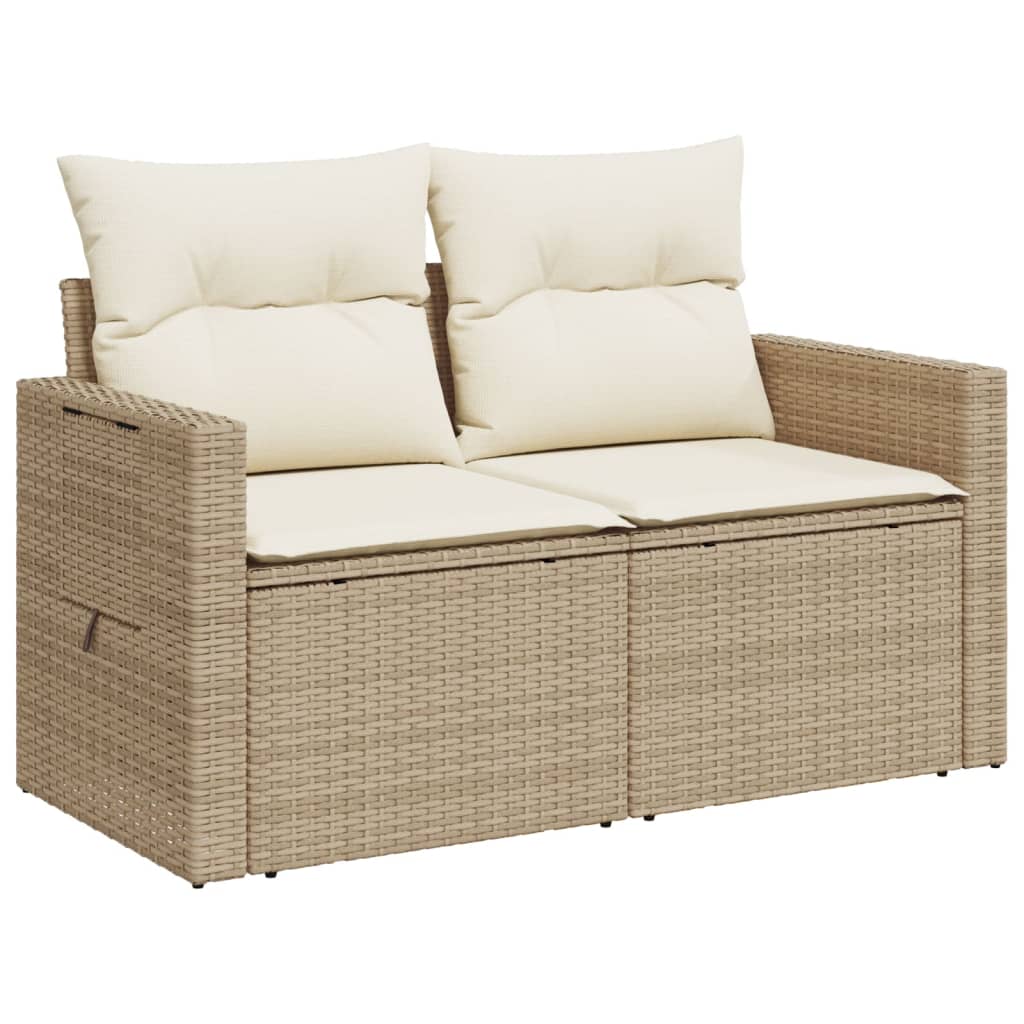 Tuinbank 2-zits met kussens poly rattan beige is nu te koop bij PeponiXL, paradijselijk wonen!