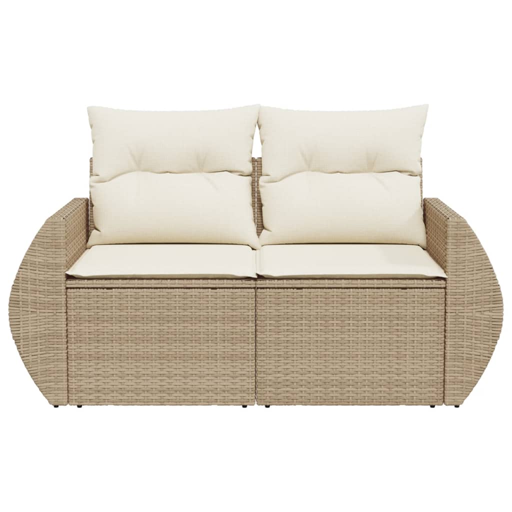 Tuinbank 2-zits met kussens poly rattan beige is nu te koop bij PeponiXL, paradijselijk wonen!