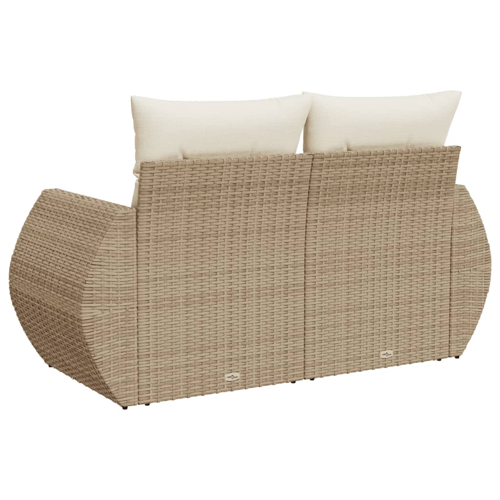 Tuinbank 2-zits met kussens poly rattan beige is nu te koop bij PeponiXL, paradijselijk wonen!