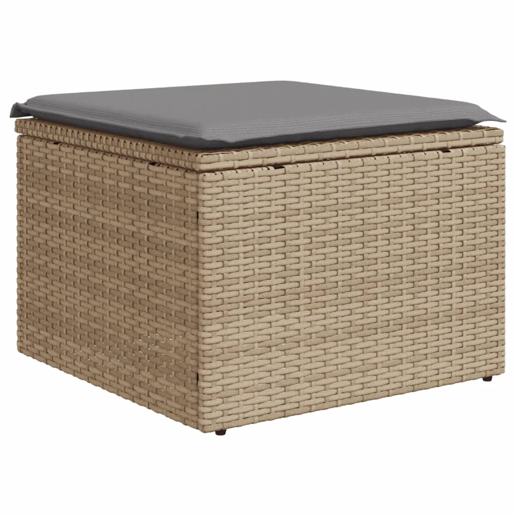 Tuinkruk met kussen 55x55x37 cm poly rattan beige is nu te koop bij PeponiXL, paradijselijk wonen!