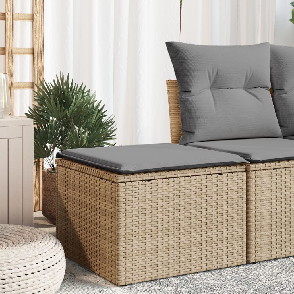 Tuinkruk met kussen 55x55x37 cm poly rattan beige is nu te koop bij PeponiXL, paradijselijk wonen!