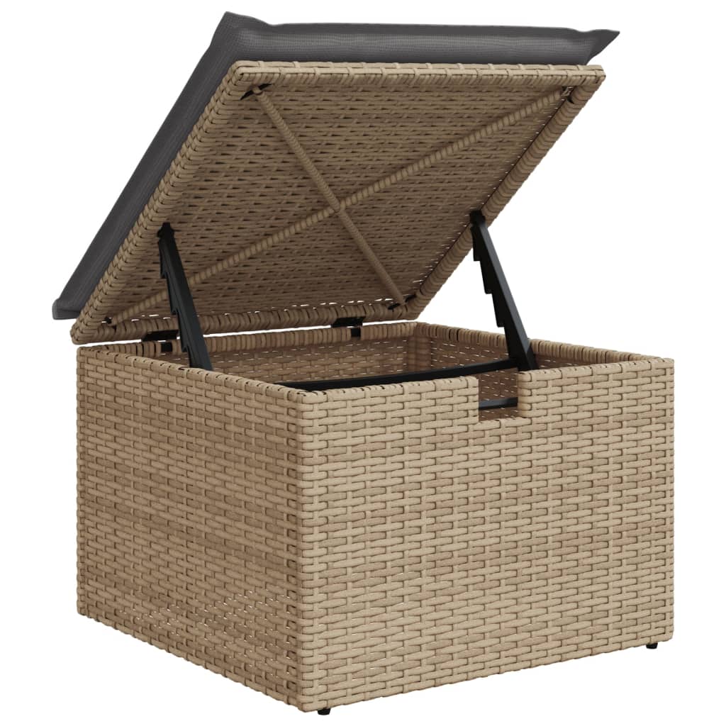 Tuinkruk met kussen 55x55x37 cm poly rattan beige is nu te koop bij PeponiXL, paradijselijk wonen!