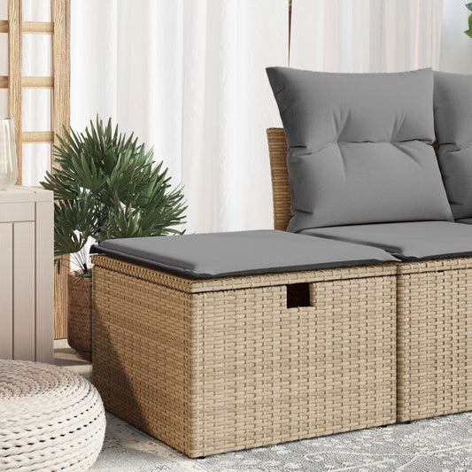 Tuinkruk met kussen 55x55x37 cm poly rattan beige is nu te koop bij PeponiXL, paradijselijk wonen!