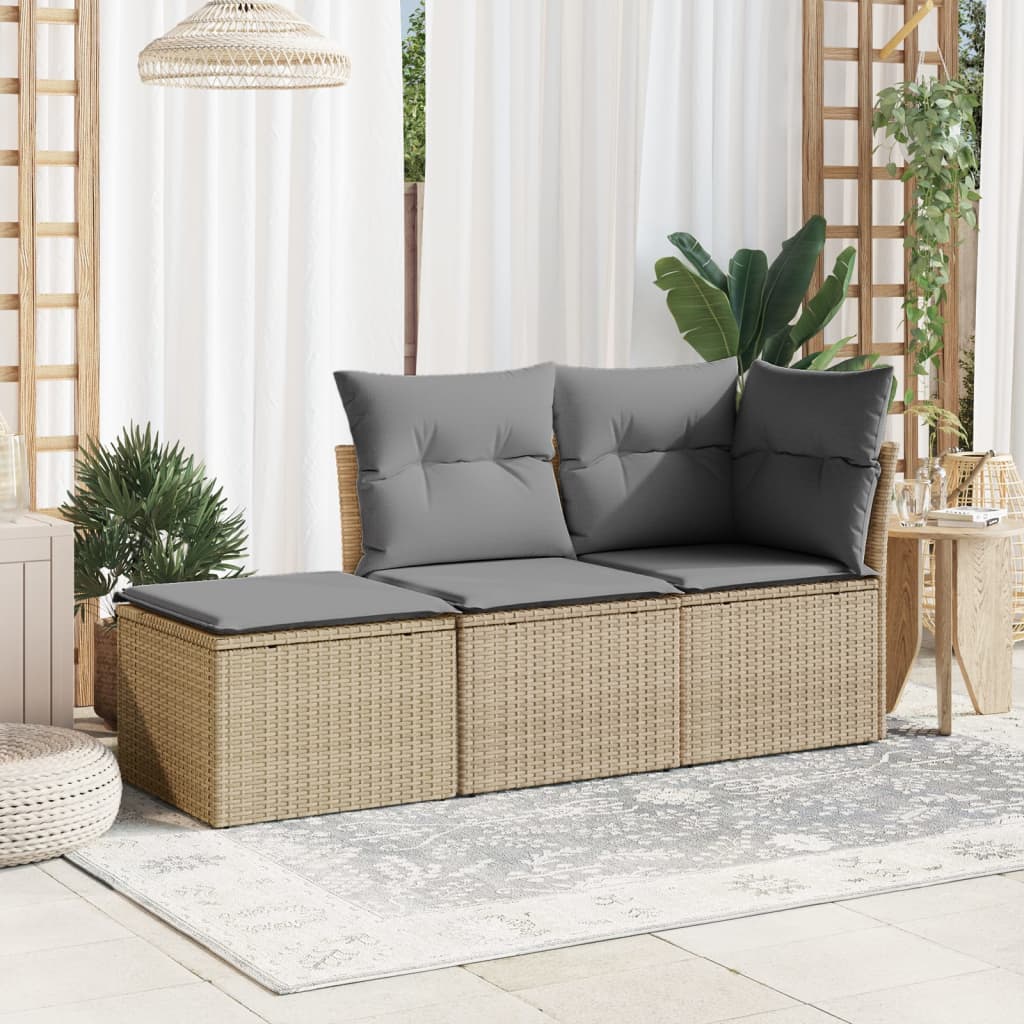 Tuinkruk met kussen 55x55x37 cm poly rattan beige is nu te koop bij PeponiXL, paradijselijk wonen!