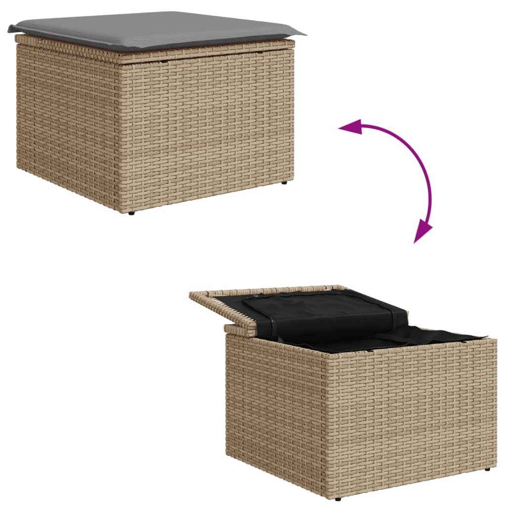 Tuinkruk met kussen 55x55x37 cm poly rattan beige is nu te koop bij PeponiXL, paradijselijk wonen!