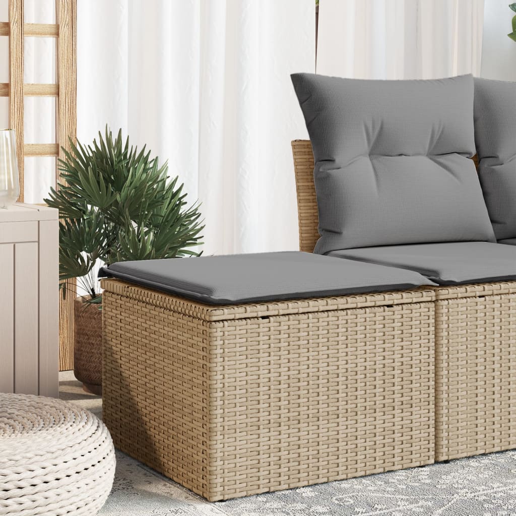Tuinkruk met kussen 55x55x37 cm poly rattan beige is nu te koop bij PeponiXL, paradijselijk wonen!