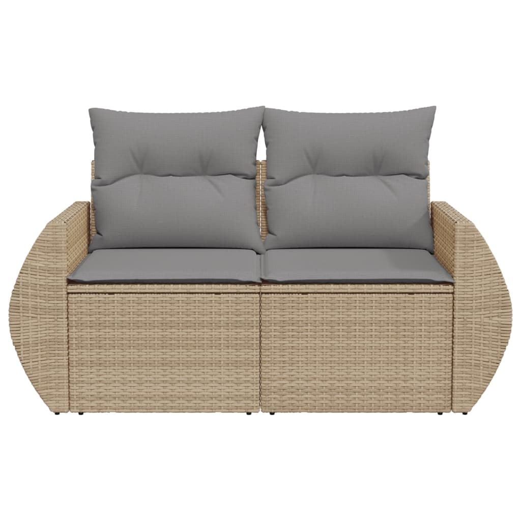 Tuinbank 2-zits met kussens poly rattan beige is nu te koop bij PeponiXL, paradijselijk wonen!