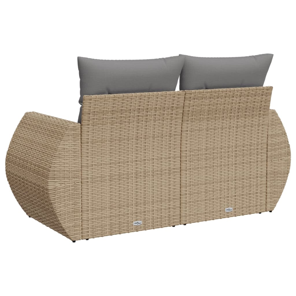 Tuinbank 2-zits met kussens poly rattan beige is nu te koop bij PeponiXL, paradijselijk wonen!