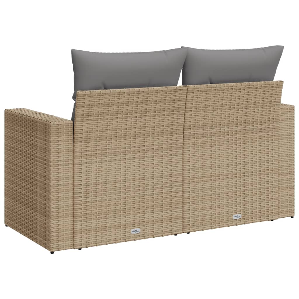 Tuinbank 2-zits met kussens poly rattan beige is nu te koop bij PeponiXL, paradijselijk wonen!