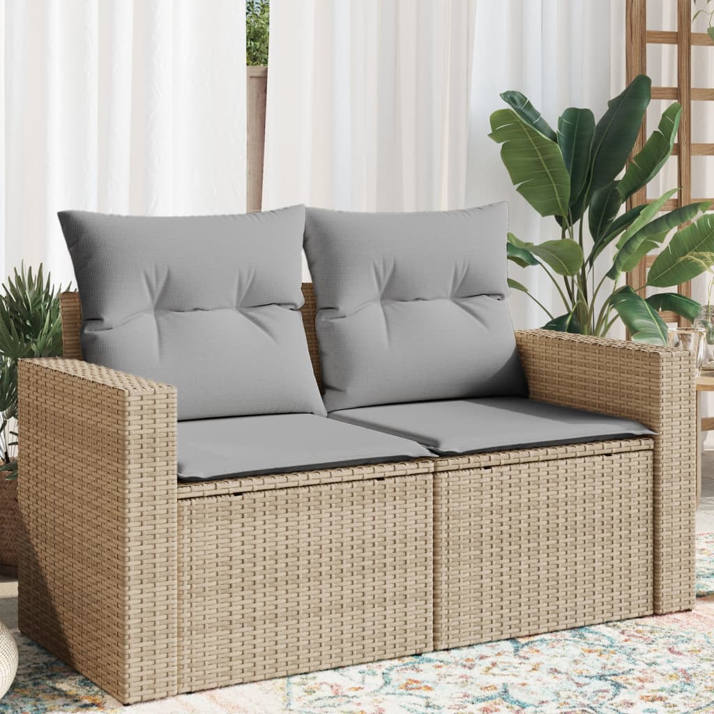 Tuinbank 2-zits met kussens poly rattan beige is nu te koop bij PeponiXL, paradijselijk wonen!