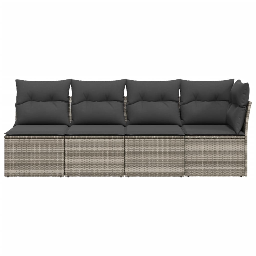 Tuinbank 4-zits met kussens poly rattan grijs is nu te koop bij PeponiXL, paradijselijk wonen!