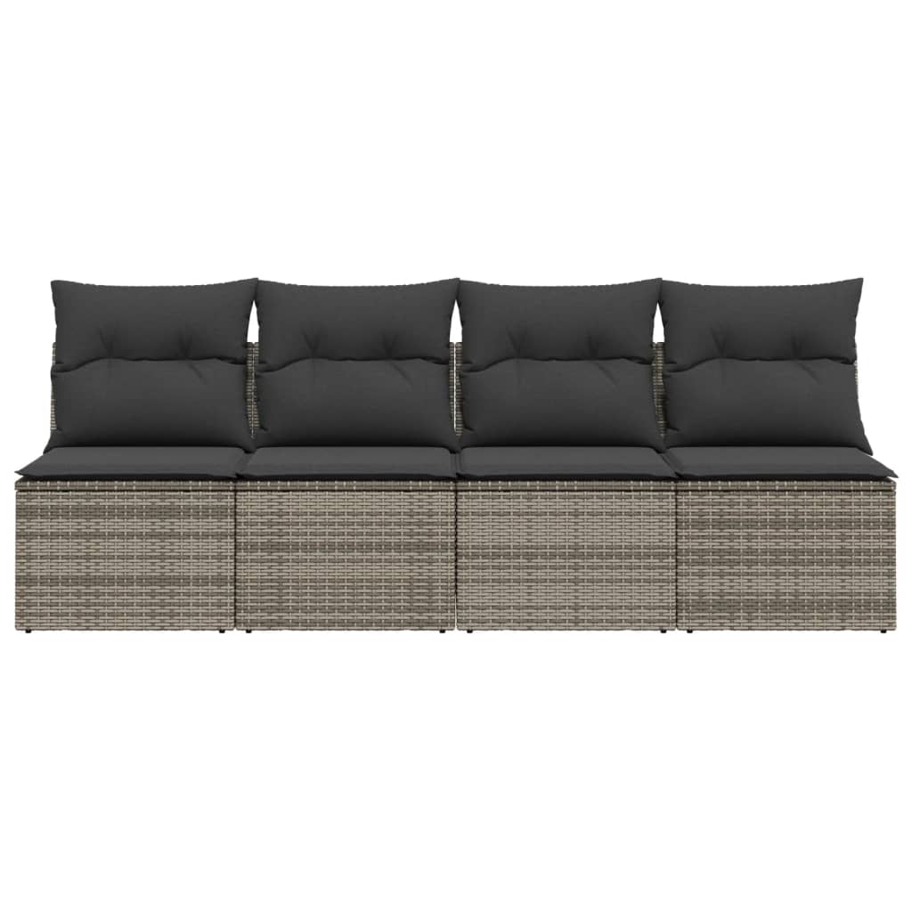 Tuinbank 4-zits met kussens poly rattan grijs is nu te koop bij PeponiXL, paradijselijk wonen!