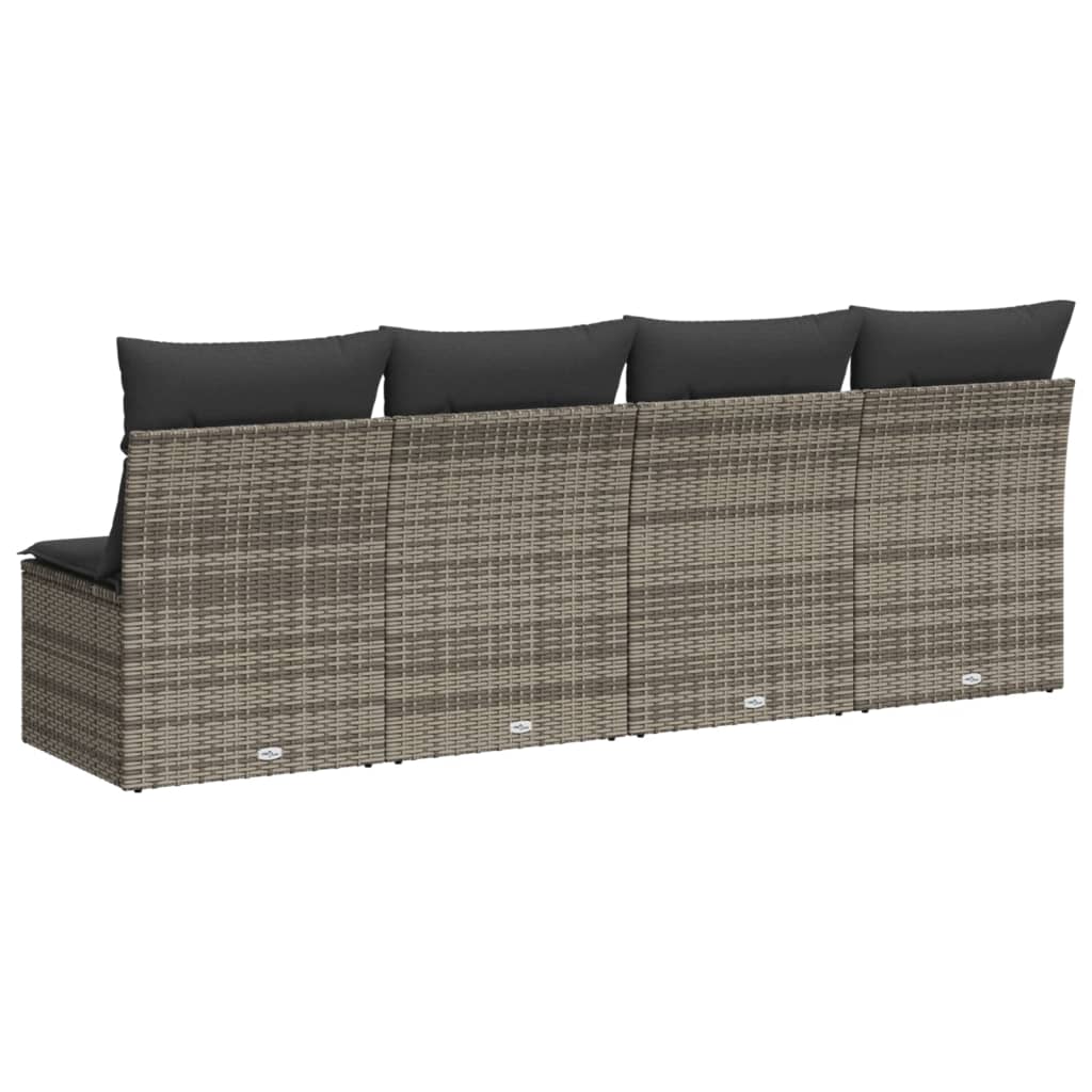 Tuinbank 4-zits met kussens poly rattan grijs is nu te koop bij PeponiXL, paradijselijk wonen!