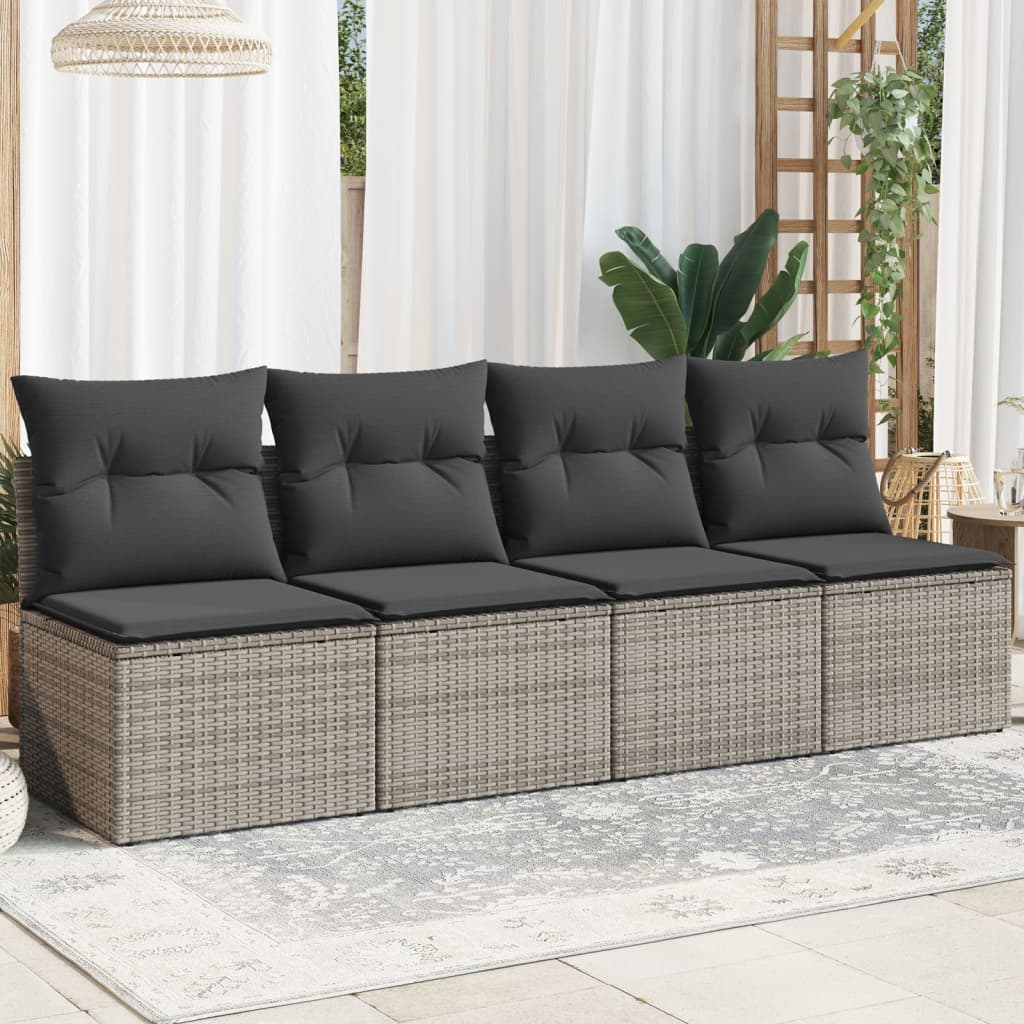 Tuinbank 4-zits met kussens poly rattan grijs is nu te koop bij PeponiXL, paradijselijk wonen!