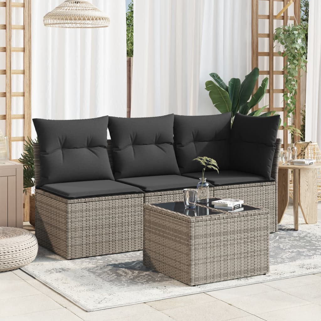 Tuintafel met glazen blad 55x55x37 cm poly rattan grijs is nu te koop bij PeponiXL, paradijselijk wonen!
