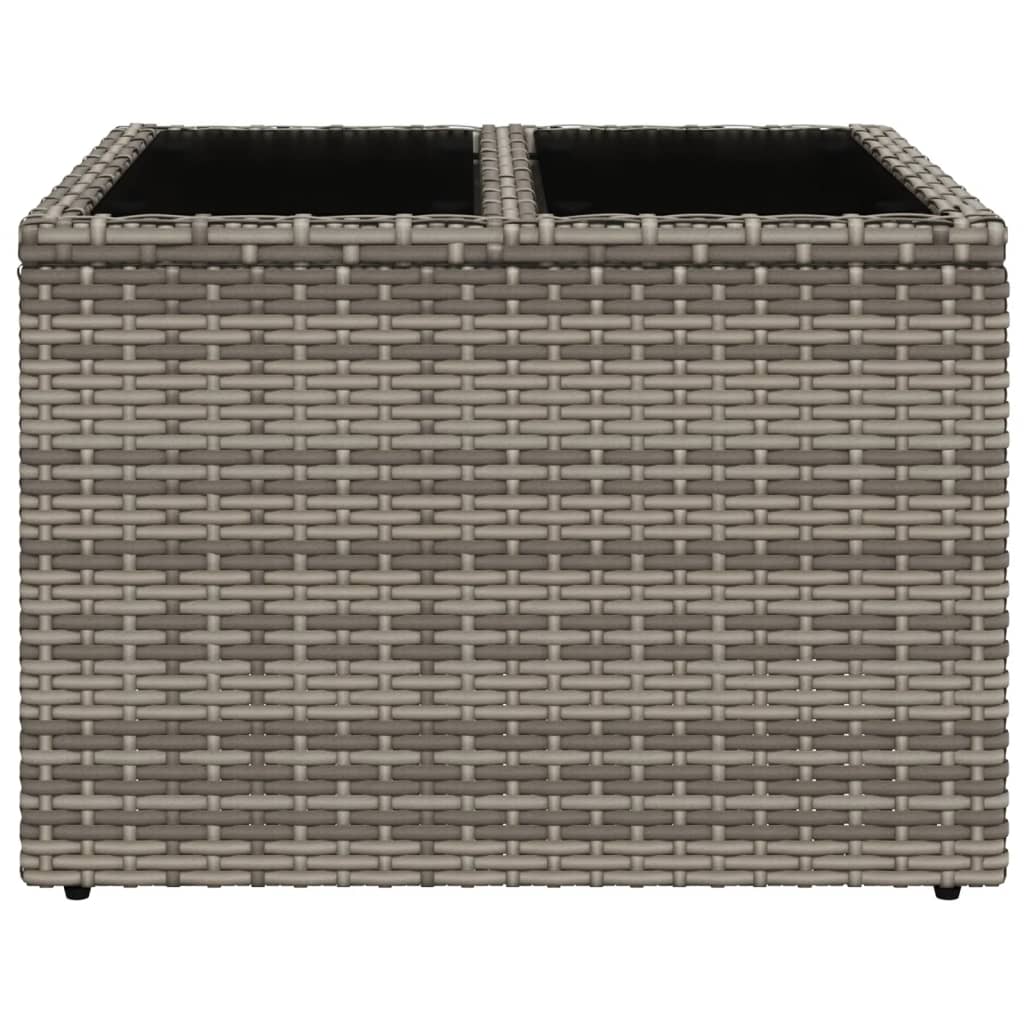Tuintafel met glazen blad 55x55x37 cm poly rattan grijs is nu te koop bij PeponiXL, paradijselijk wonen!