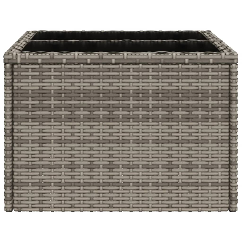 Tuintafel met glazen blad 55x55x37 cm poly rattan grijs is nu te koop bij PeponiXL, paradijselijk wonen!