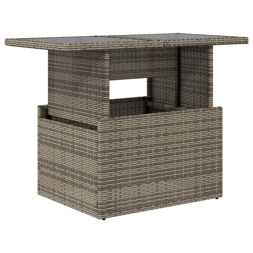 Tuintafel met glazen blad 100x55x73 cm poly rattan grijs is nu te koop bij PeponiXL, paradijselijk wonen!