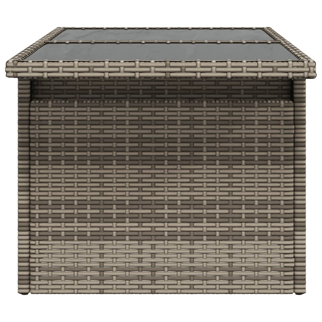 Tuintafel met glazen blad 100x55x73 cm poly rattan grijs is nu te koop bij PeponiXL, paradijselijk wonen!