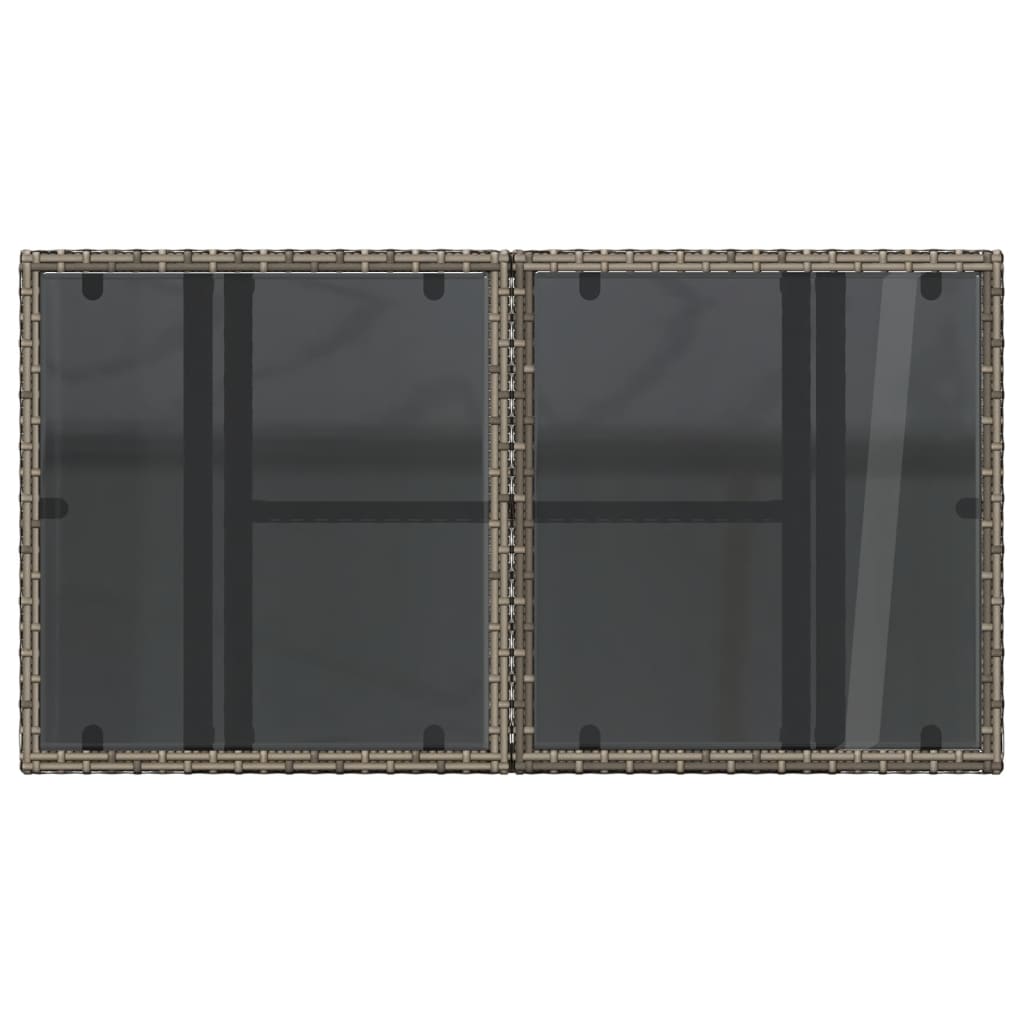 Tuintafel met glazen blad 100x55x73 cm poly rattan grijs is nu te koop bij PeponiXL, paradijselijk wonen!