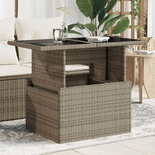 Tuintafel met glazen blad 100x55x73 cm poly rattan grijs is nu te koop bij PeponiXL, paradijselijk wonen!