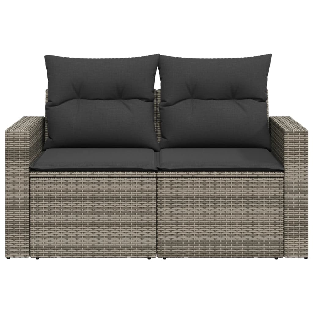 Tuinbank 2-zits met kussens poly rattan grijs is nu te koop bij PeponiXL, paradijselijk wonen!
