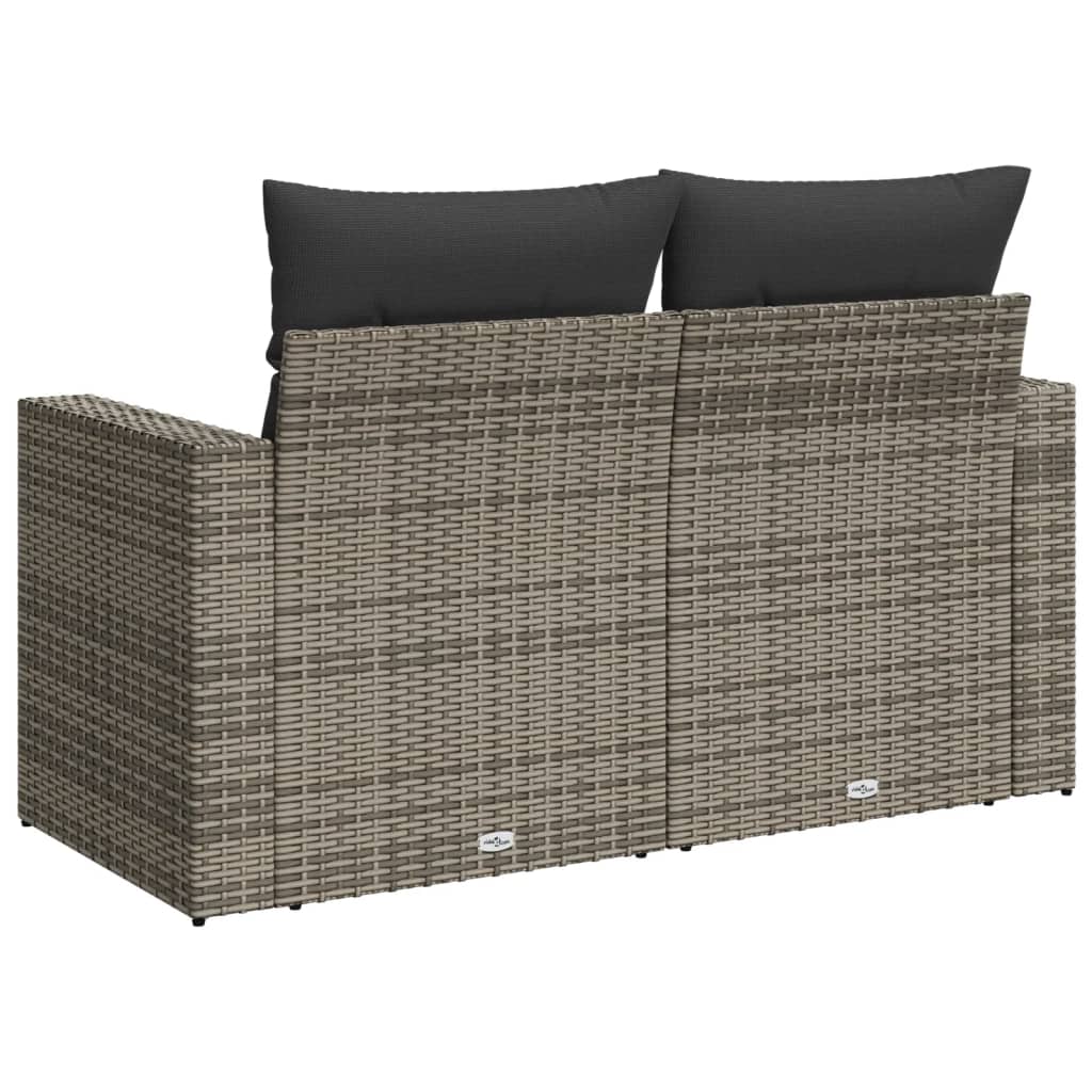 Tuinbank 2-zits met kussens poly rattan grijs is nu te koop bij PeponiXL, paradijselijk wonen!